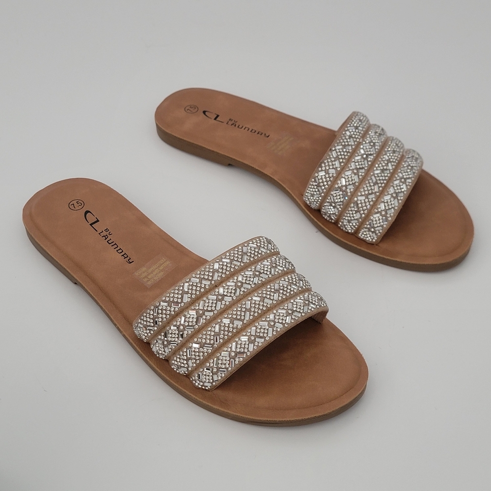 CL By Laundry Roni Rhinestone Slide Sandal Size 7.5 - Picture 2 of 8
